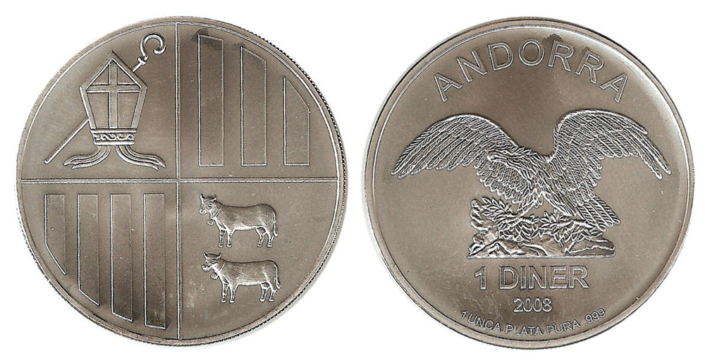 1 diner. Onza de plata . 2008